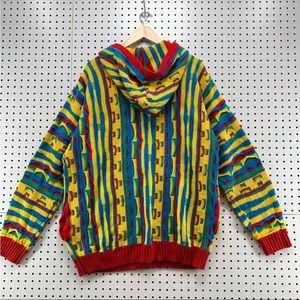 Blues Coogi Style Hooded Full Zip 2XL XXL Multicolor Knit Long Sleeve Hoodie